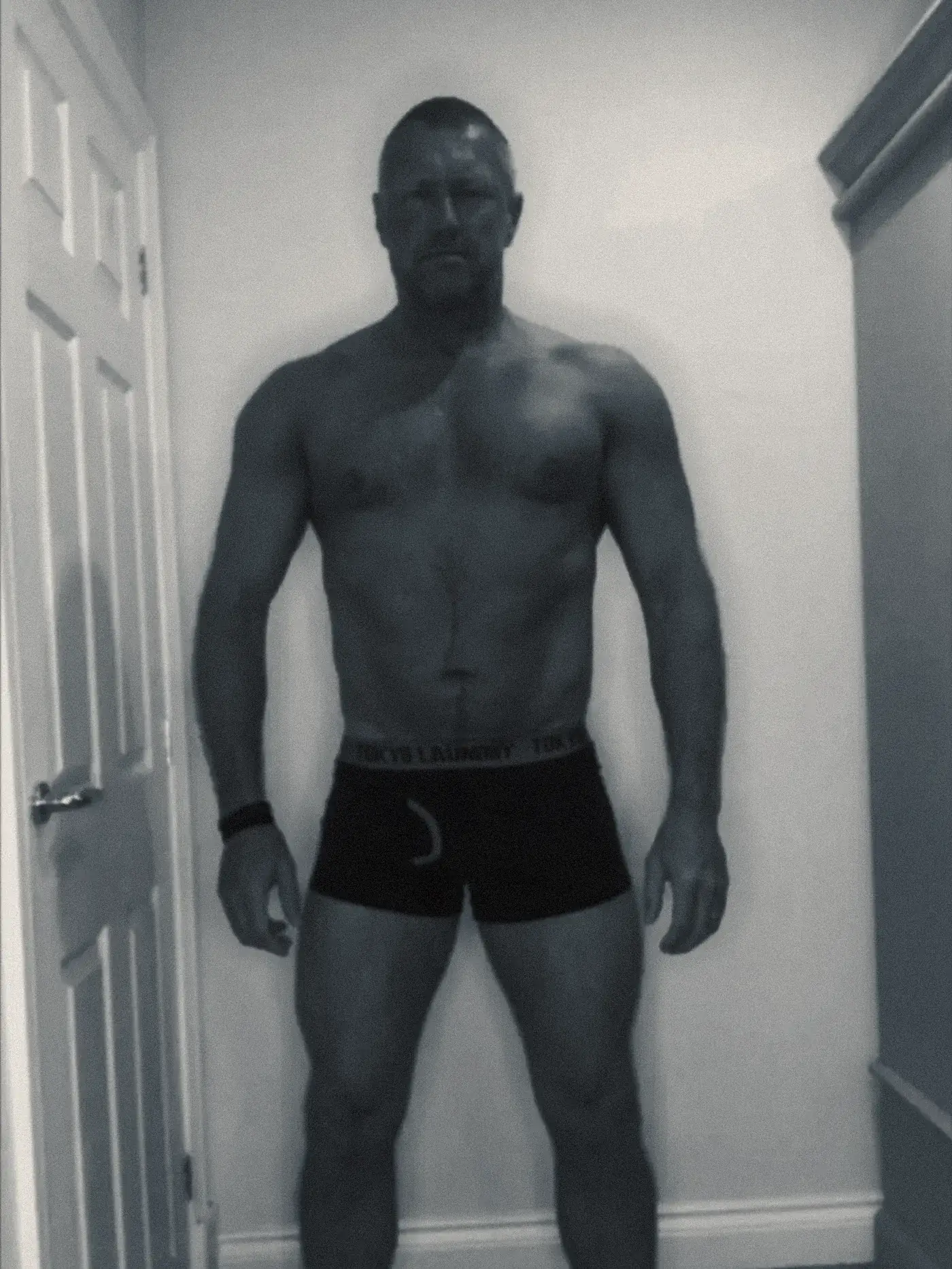 Darren photographed at home at the start of his ten week programme